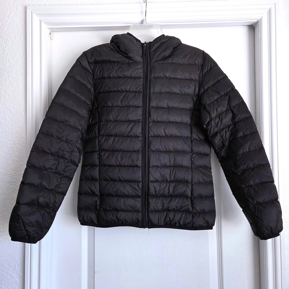 Wantdo Womens Black Hooded Puffer Jacket Down Fill Quilted Coat Size Small Pack
